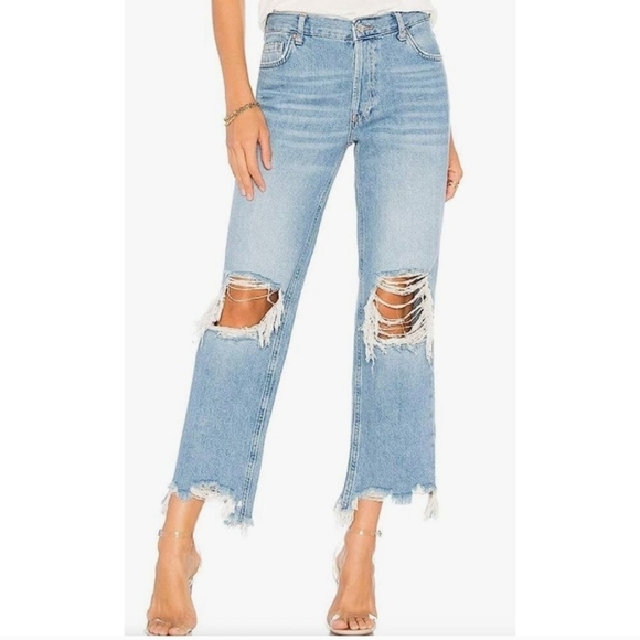 Free People Denim - Free People Women's Maggie Mid-Rise Straight Leg Jeans